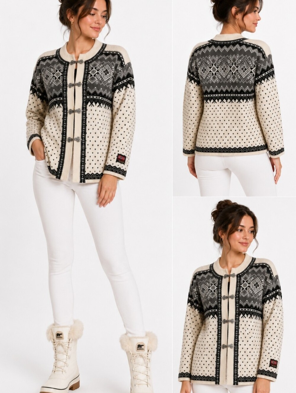 Vintage Gjestal Exclusive Norwegian Design Nordic Knit Cardigan Sweater Wool XS